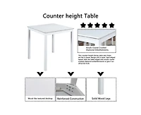 sumyeg 5-Piece Counter Height Dining Set with Crystal Accent Square Wood Table and 4 Upholstered Chairs