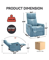 Casainc Heat Massage Manual Recliner Chair with Rocker and Swivel Fabric for Living Room