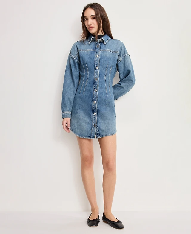 Good American Women's Shaped Long-Sleeve Denim Dress | Dulles Town Center Good American Women's Shaped Long-Sleeve Denim Dress | Dulles Town Center