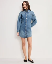 Good American Women's Shaped Long-Sleeve Denim Dress
