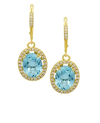Macy's Genuine Blue Topaz & Lab Grown White Sapphire (7 ct. t.w.) Drop Earrings in 14k Gold Over Sterling Silver