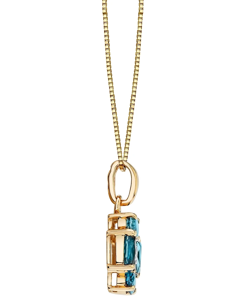 Macy's Blue Topaz (1-3/8 ct. t.w.) & Diamond Accent Pendant Necklace in 14k Yellow Gold