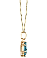 Macy's Blue Topaz (1-3/8 ct. t.w.) & Diamond Accent Pendant Necklace in 14k Yellow Gold