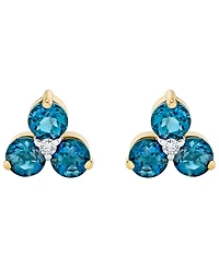 Macy's Blue Topaz (1-3/4 ct. t.w.) & Diamond Accent Stud Earrings in 14k Yellow Gold