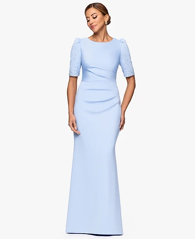 Xscape Women's Embellished Scuba Boat-Neck Gown