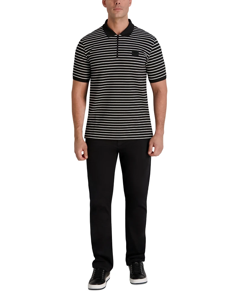 Karl Lagerfeld Paris Men's Striped Quarter-Zip Polo Shirt