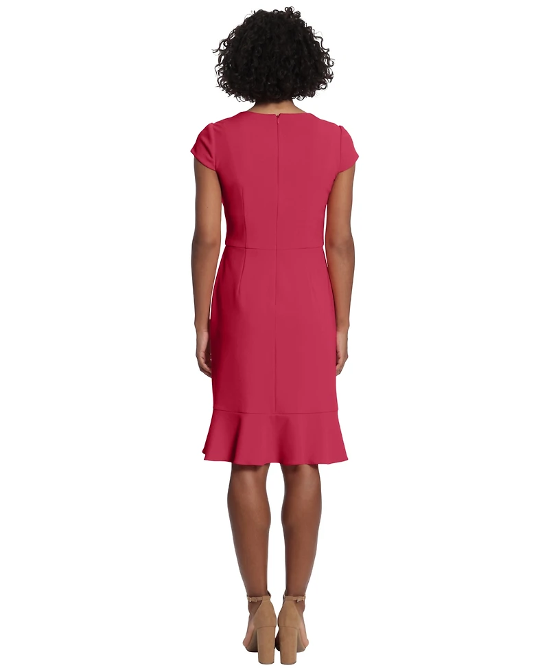 London Times Petite V-Neck Jersey Fit & Flare Dress