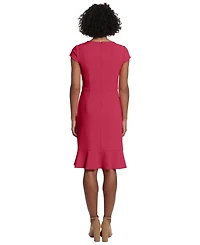 London Times Petite V-Neck Jersey Fit & Flare Dress