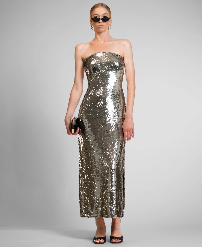 Rachel Roy Women's Strapless Sequin Midi Dress