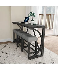Casainc Industrial 4-Piece Bar Table Set with Power Outlet and Chairs