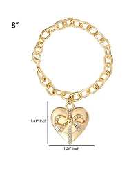 Juicy Couture Heart Bow Drop Bracelet, Gold Tone Pave