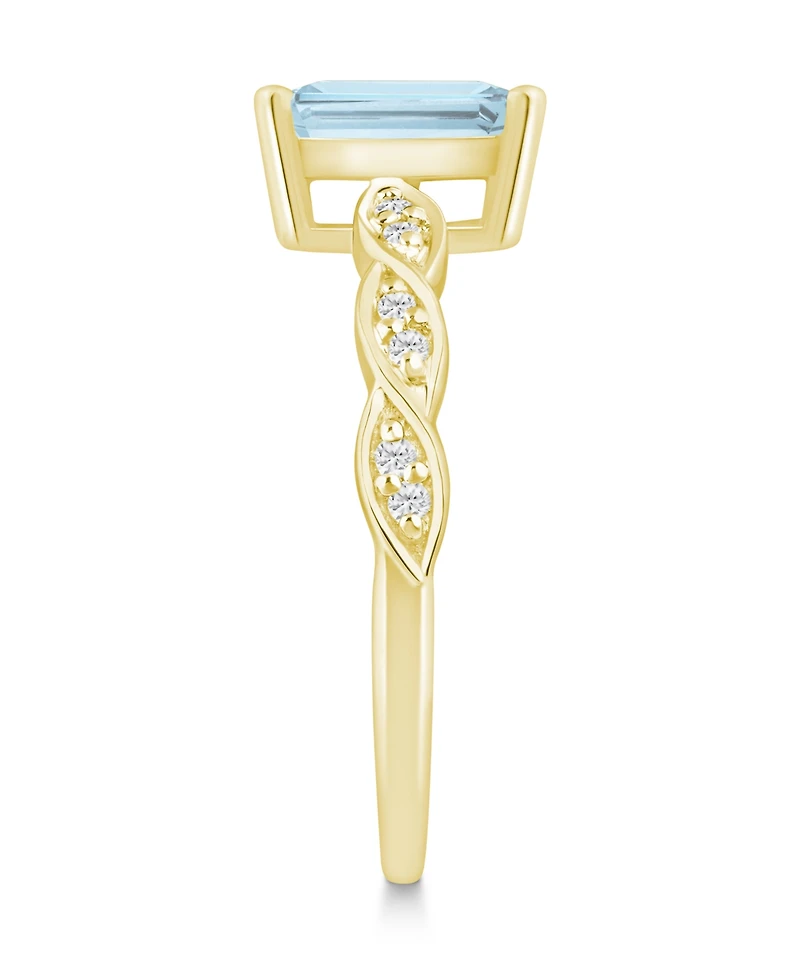 Macy's Aquamarine (1-3/8 ct. t.w.) and White Diamond (1/20 Ring 10k Gold