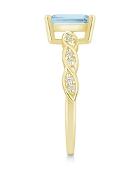 Macy's Aquamarine (1-3/8 ct. t.w.) and White Diamond (1/20 Ring 10k Gold