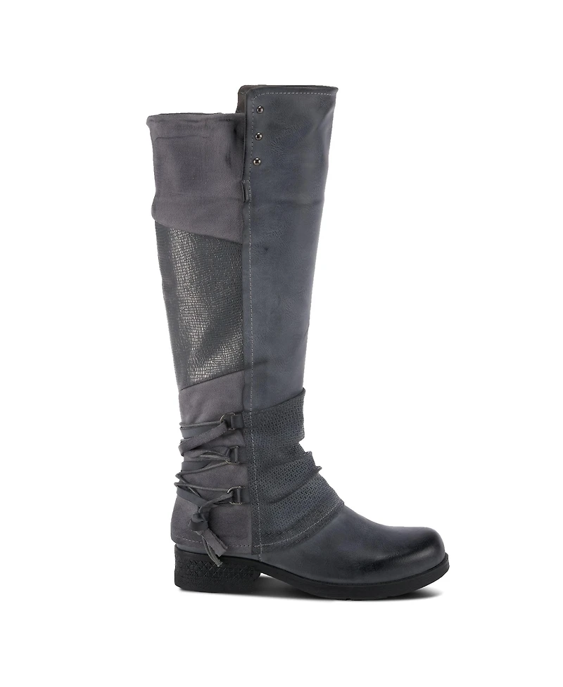 Patrizia Women's Maxie Back Lace Detail Faux Fur Lined Tall Boot