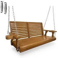 Mega Casa 2-Seater 4.5 Ft Large Wooden Porch Swing for Outdoor Patio Garden