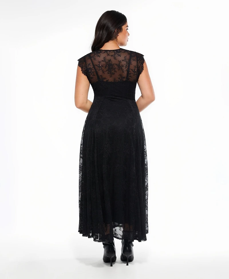 Popilush Women's Shapewear Boho Floral Lace Front Slit Maxi Dress