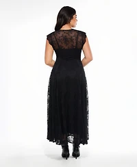 Popilush Women's Shapewear Boho Floral Lace Front Slit Maxi Dress