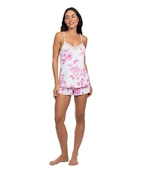 Linea Donatella Women's Satin Toile Flight Top and Shorts, 2-Piece Set