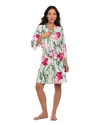 Linea Donatella Women's Tulip Garden Print Knit Wrapper