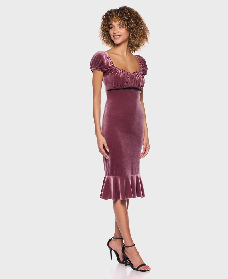 Alex & Sophia Women's Puff Sleeve Midi Dress