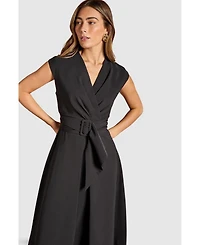 Coast Women's Belted Crepe V-Neck Midi Dress