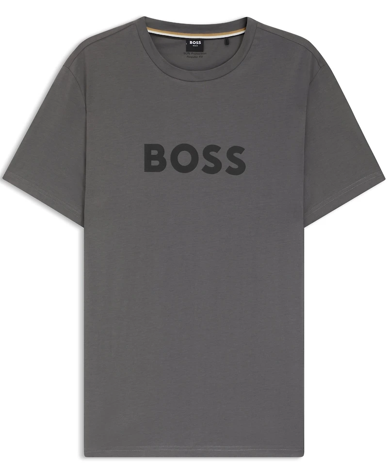 Boss by Hugo Men's Logo Print Cotton-Jersey Beach T-Shirt