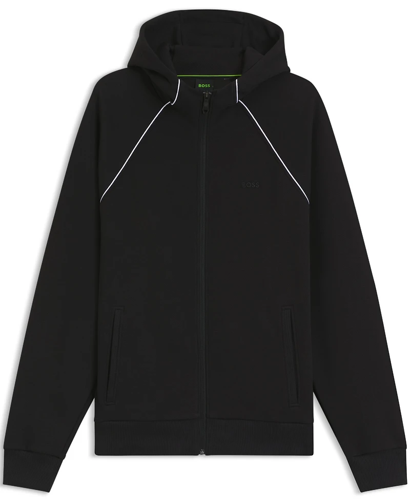 Boss by Hugo Men's Piping Details Cotton-Blend Zip-Up Hoodie