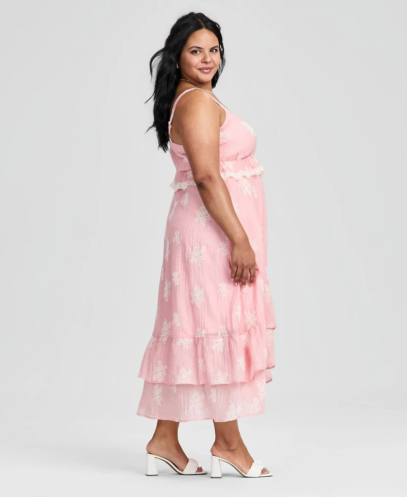 And Now This Trendy Plus Embroidered High-Low Maxi Dress, Macy's Exclusive