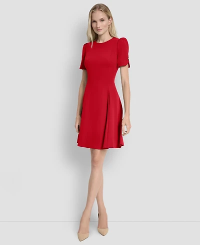 Dkny Women's Short Sleeve Fit and Flare Dress