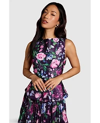 Coast Women's Structured Print Pleated Midi Dress