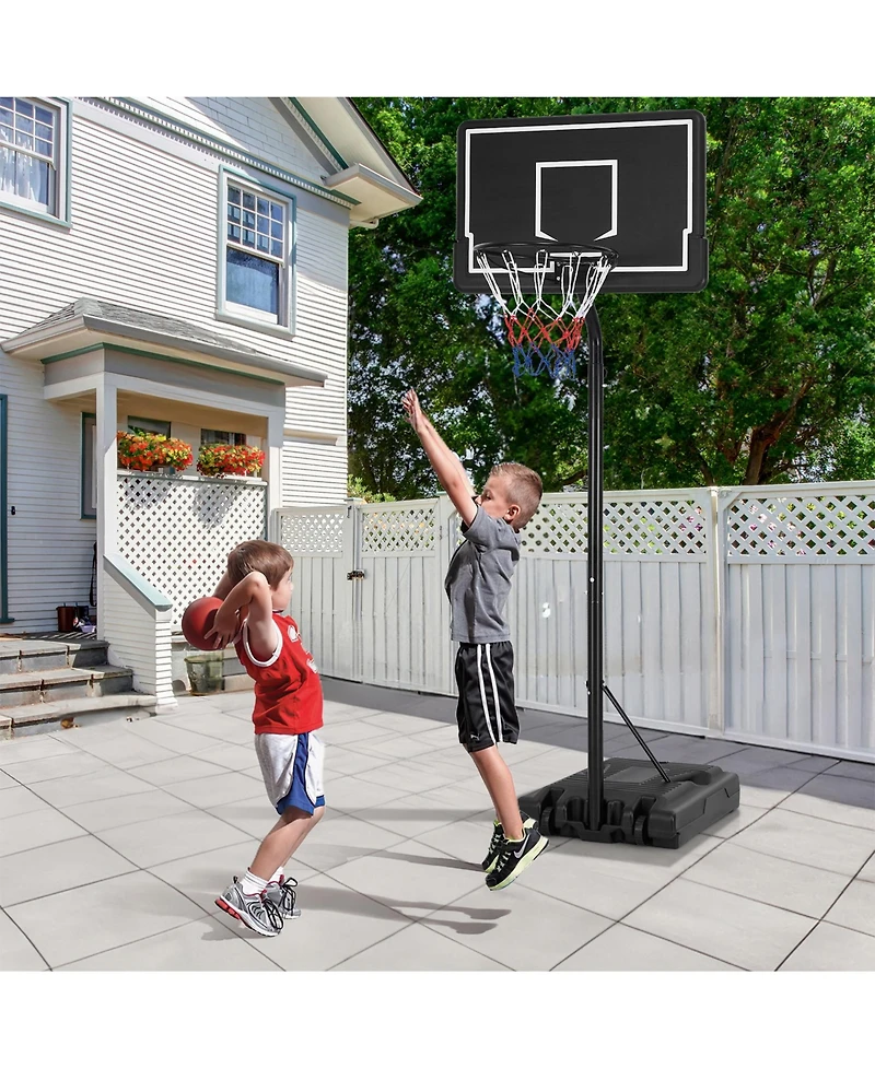 Sugift Portable Outdoor Basketball Hoop 6.9-8.5 Ft Adjustable with Fillable Base Shatterproof Pc Backboard