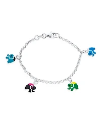 Bling Jewelry Good Luck Zoo Animal Lucky Garden Colorful 5 Multi Elephant Dangling Charm Bracelet Sterling Silver 6 Inch
