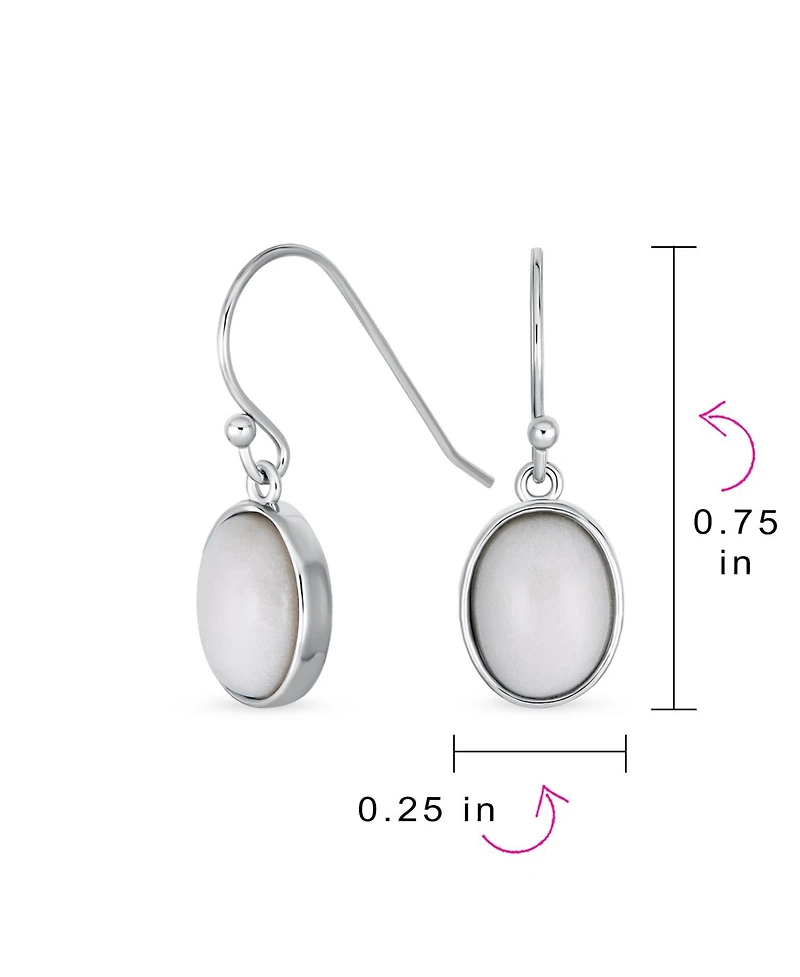 Bling Jewelry Set of 2 Classic Natural White Agate & Black Onyx Bezel Set Oval Cabochon Drop Earrings Sterling Silver Wire Fish Hook
