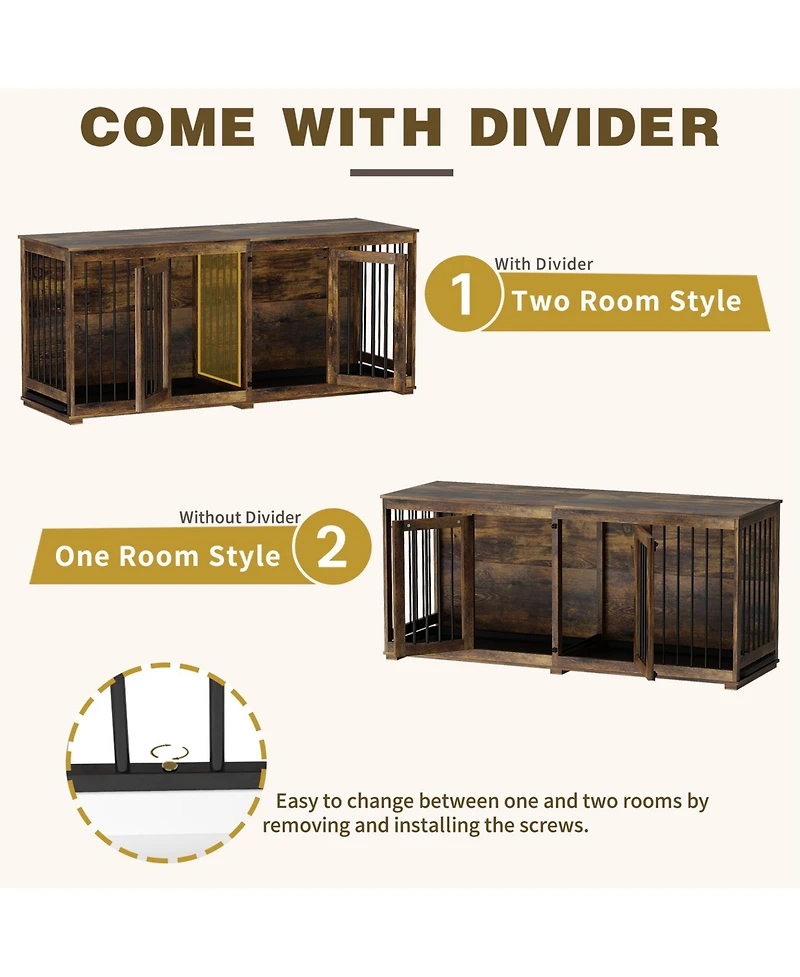 Homsee Dog Crate Furniture with Trays and Divider for Large Medium Dog