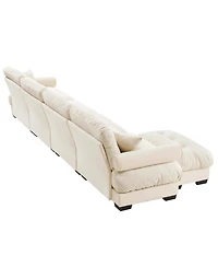 Streamdale Furniture Streamdale L-Shaped Cloud Sofa, Convertible 4-Seater Modular Couch, Modern Velvet Cream