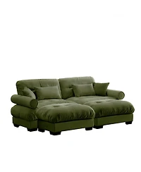 Streamdale Furniture Streamdale Oversized Modern Two-Seater Sofa with Ottoman, Velvet 2-Seater with Armrests & Pillows