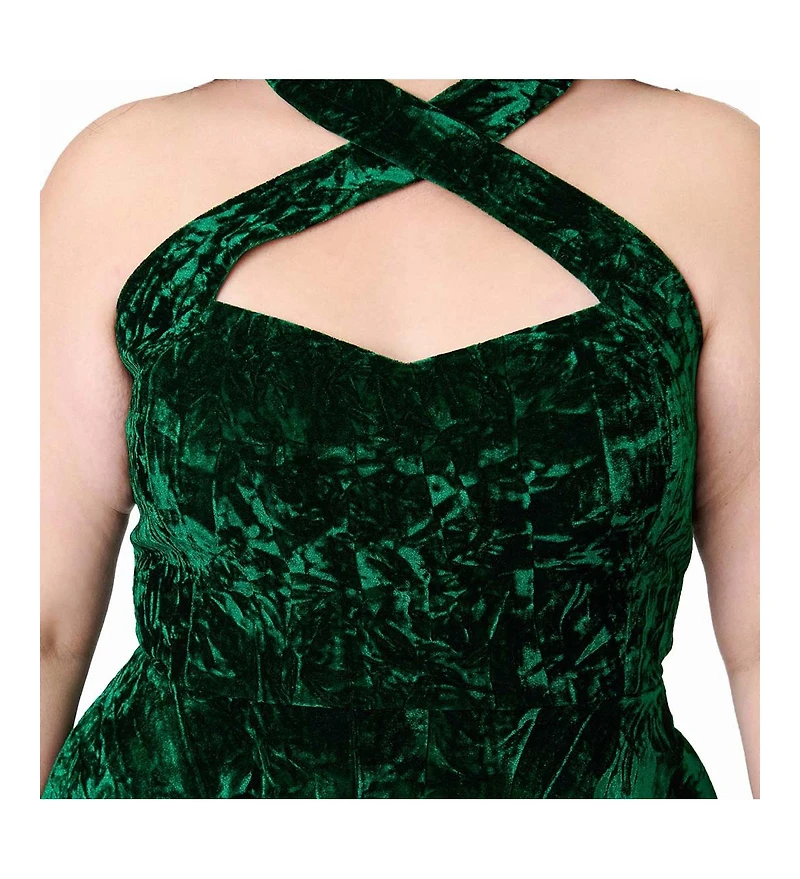 Unique Vintage Plus Criss Cross Halter Rita Flare Dress