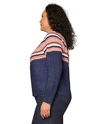 Democracy Plus Striped Round Neck Sweater