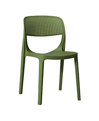 WestinTrends 3-Piece Round Metal Bistro Dining Table Set And Stackable Resin Patio Side Chairs