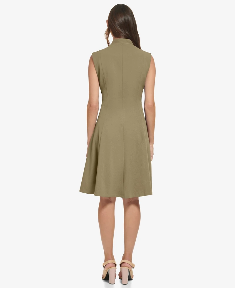 Calvin Klein Women's Collared V-Neck Knee-Length Dress