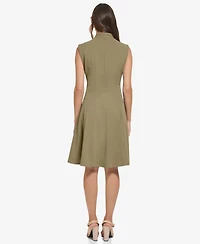Calvin Klein Women's Collared V-Neck Knee-Length Dress