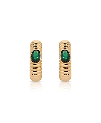 Ettika Ribbed Emerald Large Hoops