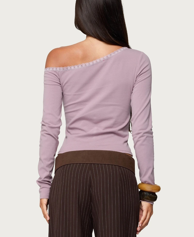 Edikted Women's Emmiline Lacey Off Shoulder Top