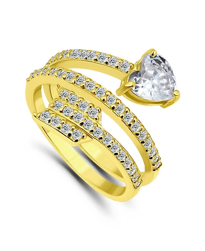 Cubic Zirconia Arrow Wrap Ring Silver Plate