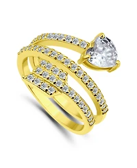 Cubic Zirconia Arrow Wrap Ring Silver Plate