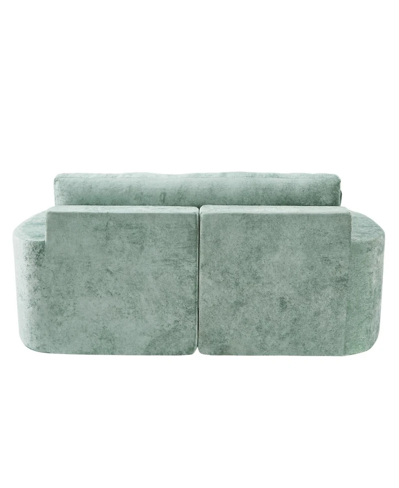 Streamdale Furniture Streamdale Full-Compressed Chaise Sofa 80" Curved Boneless Couch with Cup Holders, Black