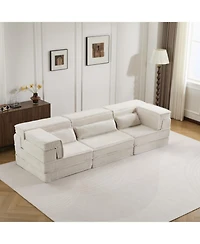 Streamdale Compression Sofa, Convertible Floor Sofa Bed, Modular Sectional, 3 Seater, White
