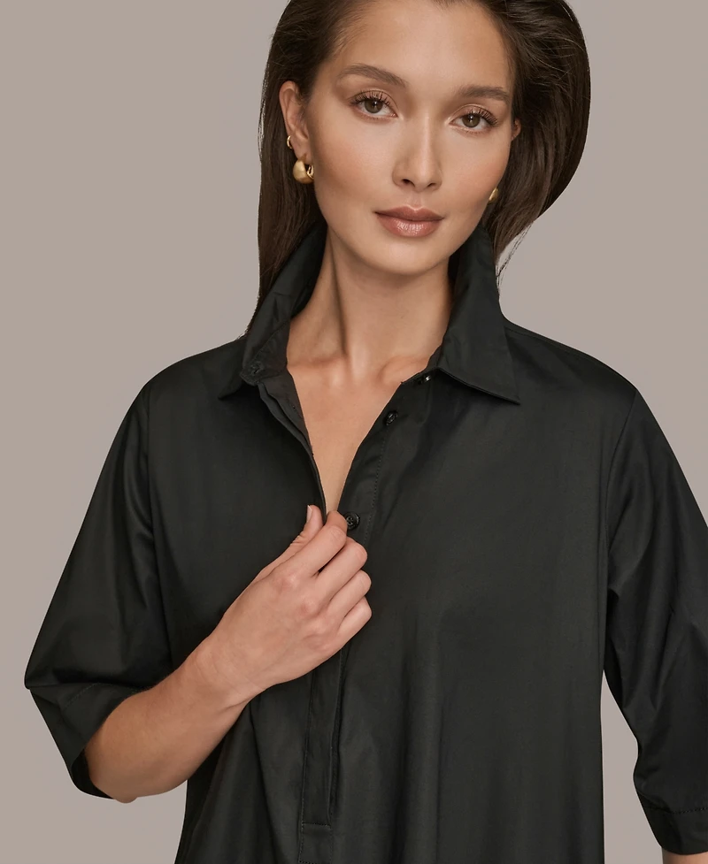 Donna Karan Weekend Women's Elbow-Sleeve Hidden Placket Dress