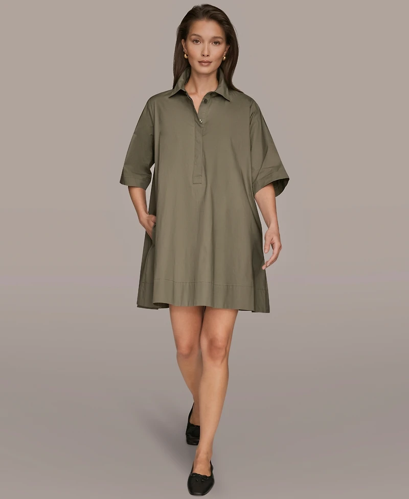 Donna Karan Weekend Women's Elbow-Sleeve Hidden Placket Dress