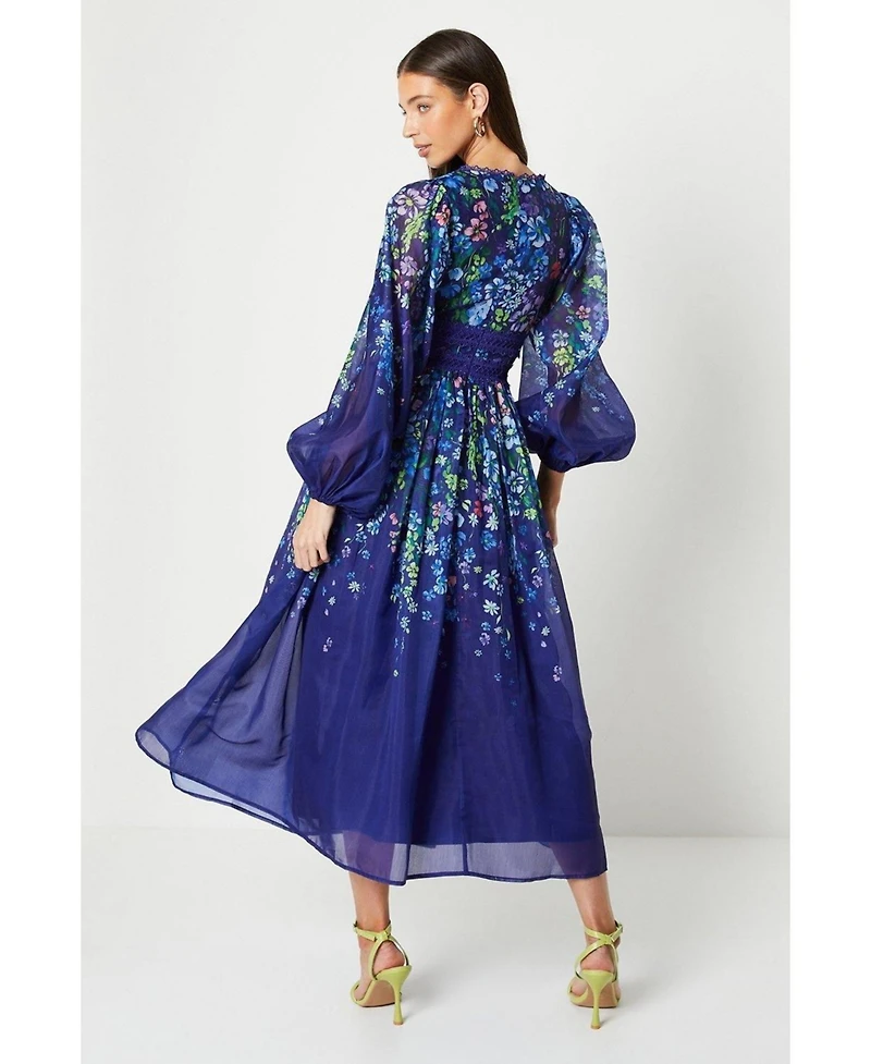 Coast Women's Organza Floral Lace Trim Midaxi Dress